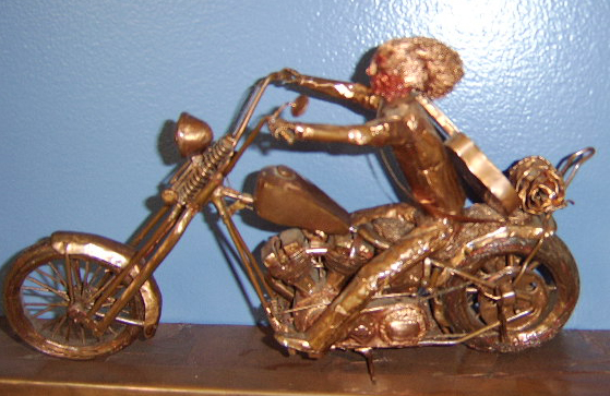 The last copper motorcycle sculpture.