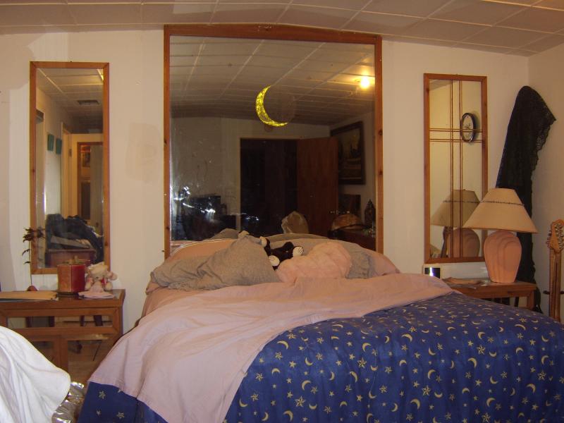 "Midnight Moon"Creative Energy, cedar and mirror headboard.